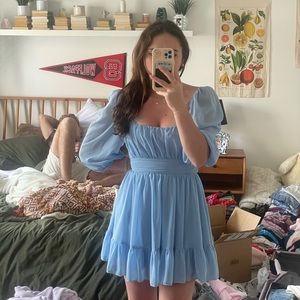 blue lucy in the sky flowy dress